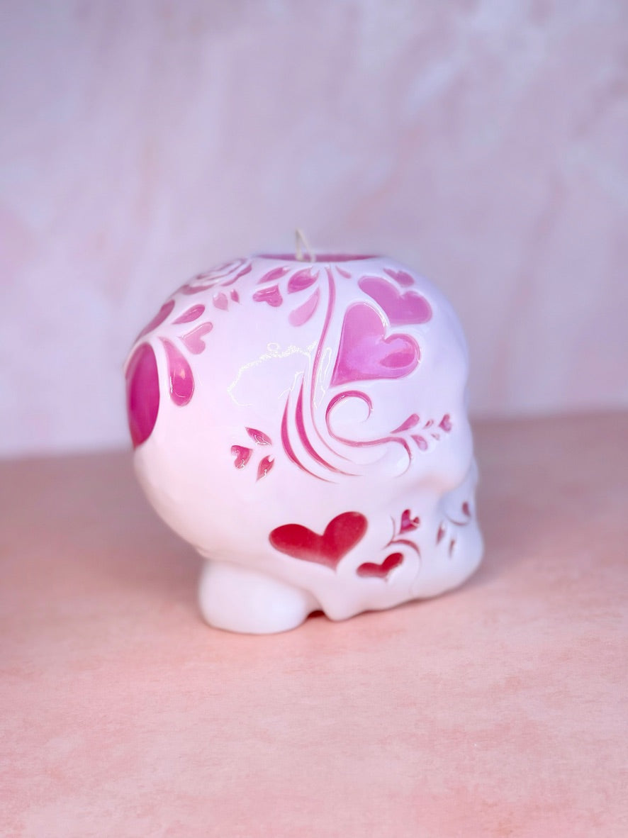 Calavera rosa y blanca para San Valentín