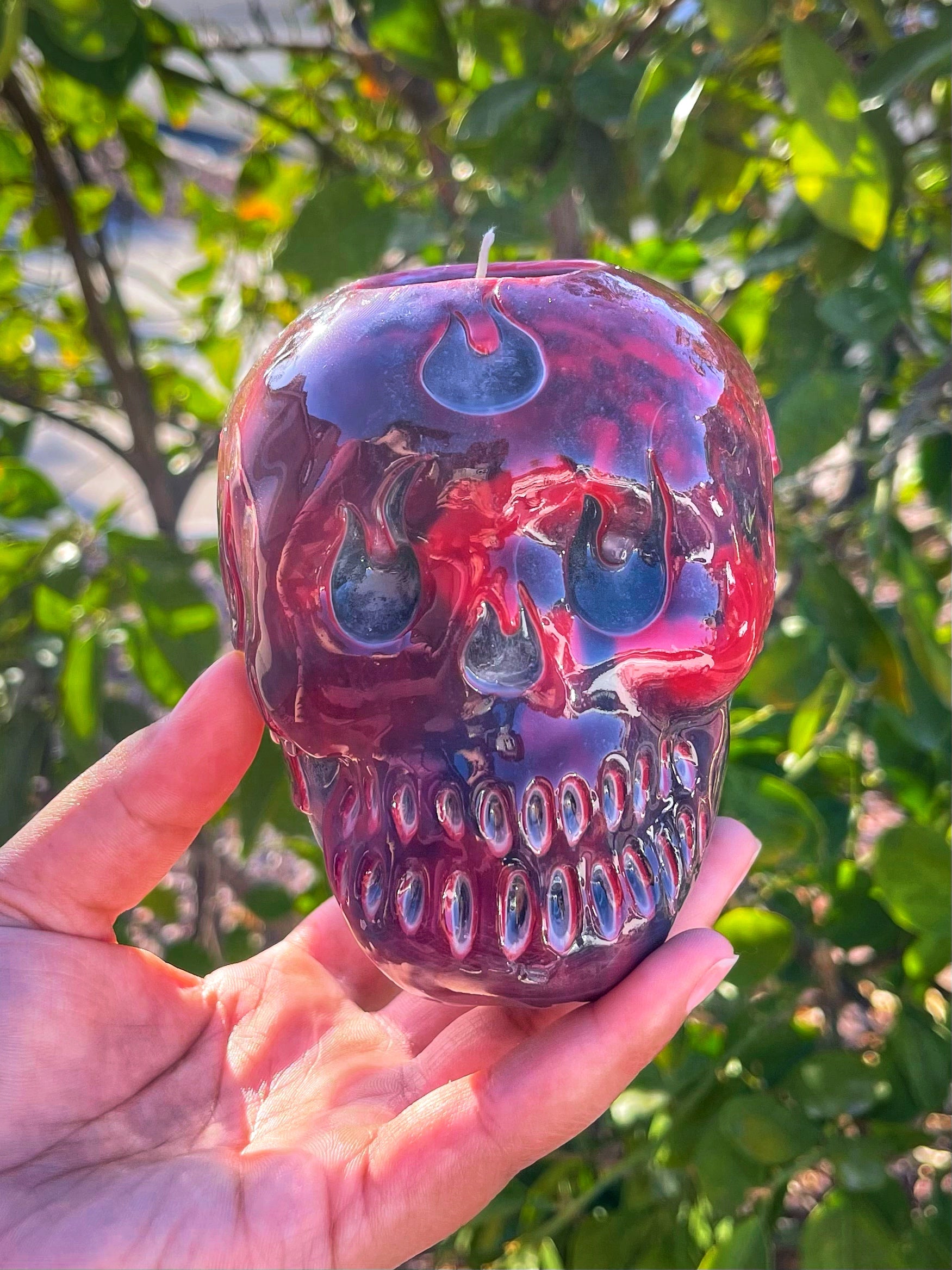 purple flaming skull
