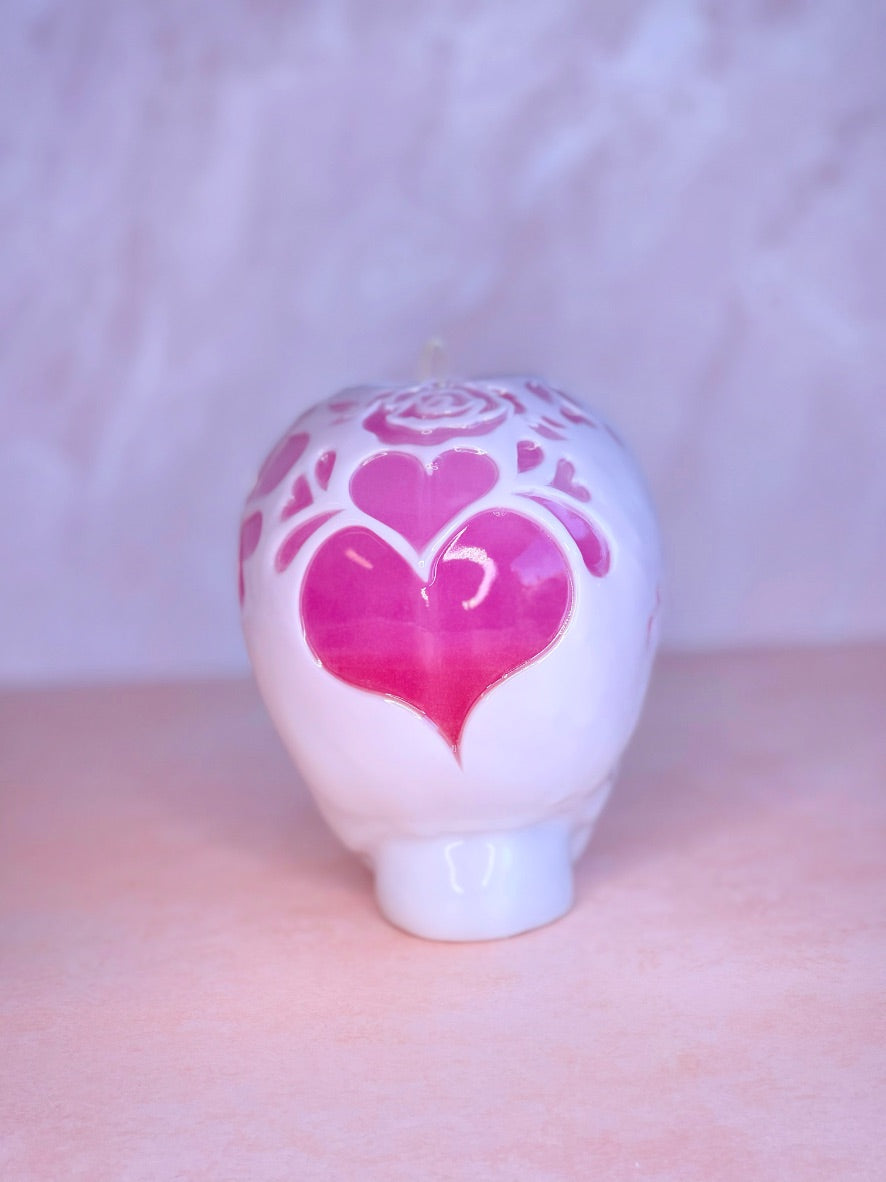 Calavera rosa y blanca para San Valentín