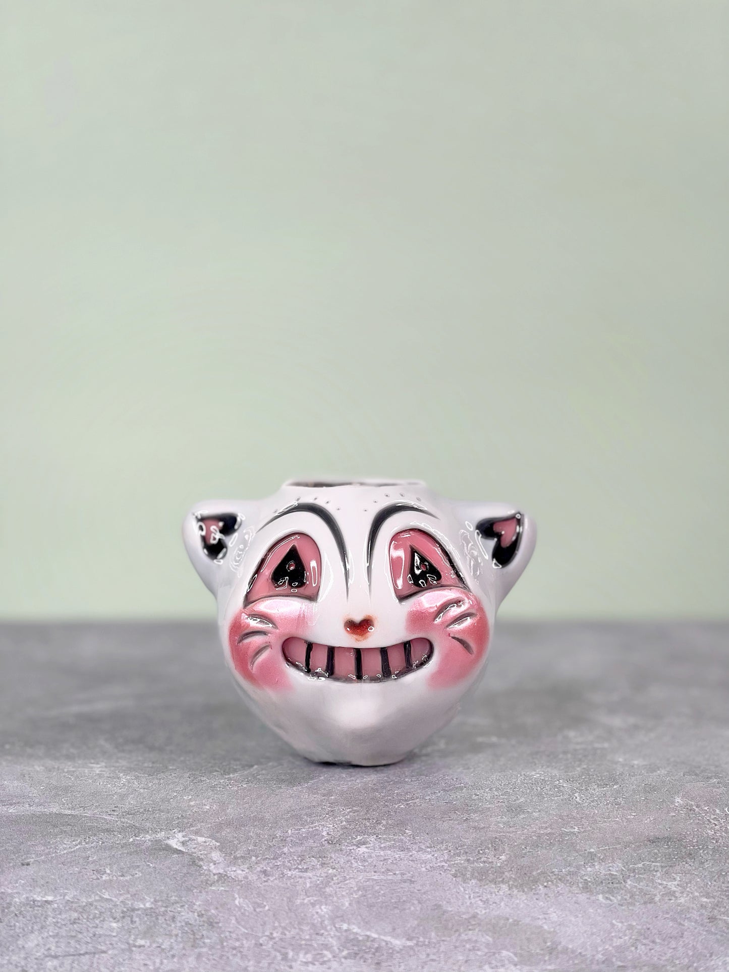 Valloween Grinning White Cat Mini in collab w/ Johanna Parker