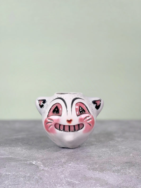 Valloween Grinning White Cat Mini in collab w/ Johanna Parker
