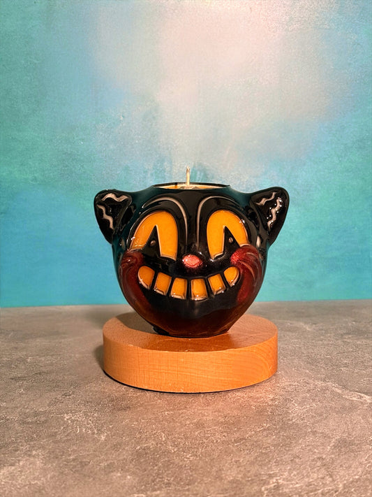 Miniatura del sonriente gato negro Jack en colaboración con Johanna Parker