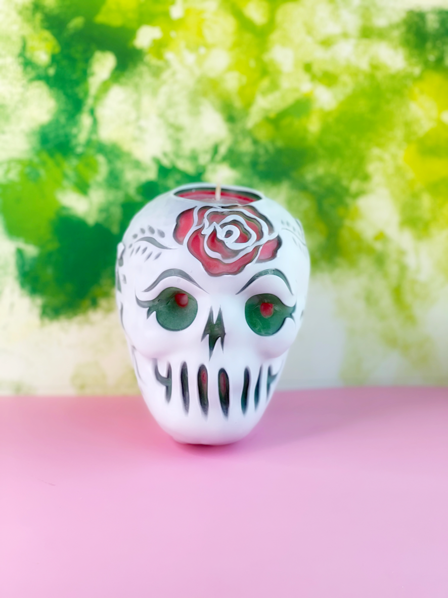 Red/White Rose Skull