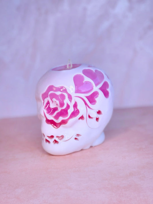 Pink and White Valentines Skull